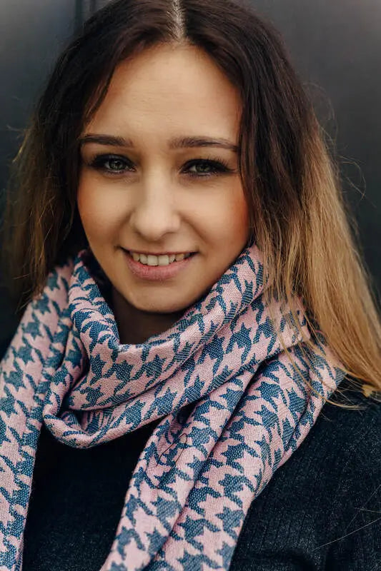 LennyScarf - 40% cotton 21 % baby alpaka 21 % angora 18% mulberry silk - Pepitka Grey & Pink - Woven Baby    lenny_scarf    #
