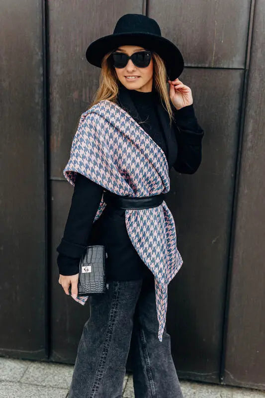 LennyScarf - 40% cotton 21 % baby alpaka 21 % angora 18% mulberry silk - Pepitka Grey & Pink - Woven Baby    lenny_scarf    #