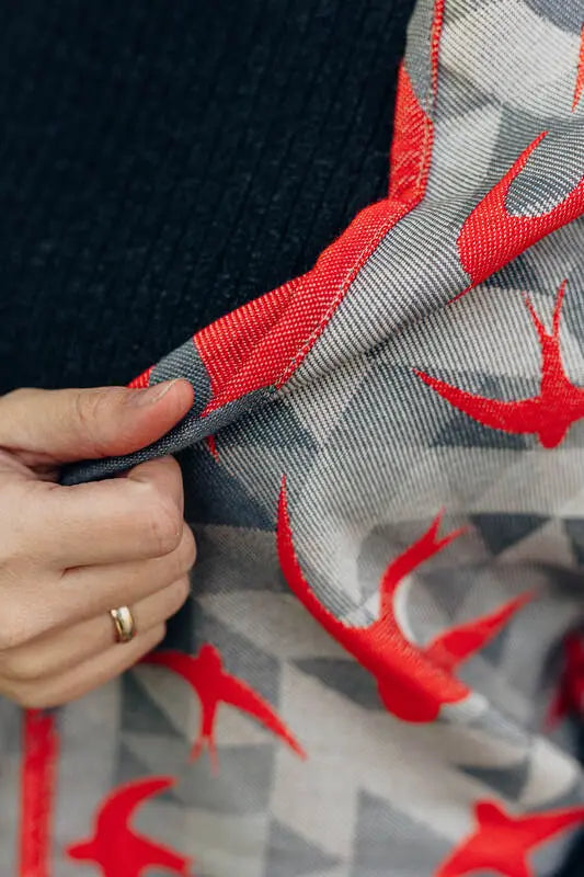 LennyScarf - 42% cotton, 34 % merino wool,  9 % silk, 15% cashmere - Swallows Grey & Red - Woven Baby Title - Default Title   lenny_scarf    #