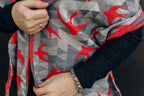 LennyScarf - 42% cotton, 34 % merino wool,  9 % silk, 15% cashmere - Swallows Grey & Red - Woven Baby    lenny_scarf    #