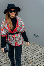 LennyScarf - 42% cotton, 34 % merino wool,  9 % silk, 15% cashmere - Swallows Grey & Red - Woven Baby    lenny_scarf    #