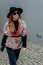 LennyScarf - 42% cotton, 34 % merino wool,  9 % silk, 15% cashmere - Swallows Grey & Red - Woven Baby    lenny_scarf    #