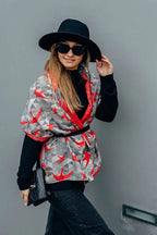 LennyScarf - 42% cotton, 34 % merino wool,  9 % silk, 15% cashmere - Swallows Grey & Red - Woven Baby    lenny_scarf    #