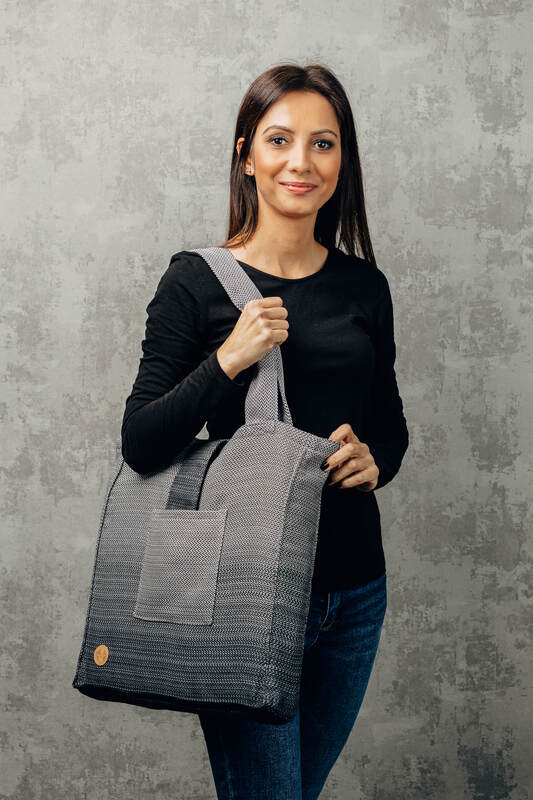 Shoulder bag made of wrap fabric (100% cotton) - LITTLE HERRINGBONE OMBRE GREY - standard size 37cmx37cm - Woven Baby Title - Default Title   all_bags    #