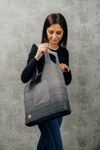 Shoulder bag made of wrap fabric (100% cotton) - LITTLE HERRINGBONE OMBRE GREY - standard size 37cmx37cm - Woven Baby    shoulder_bags    #