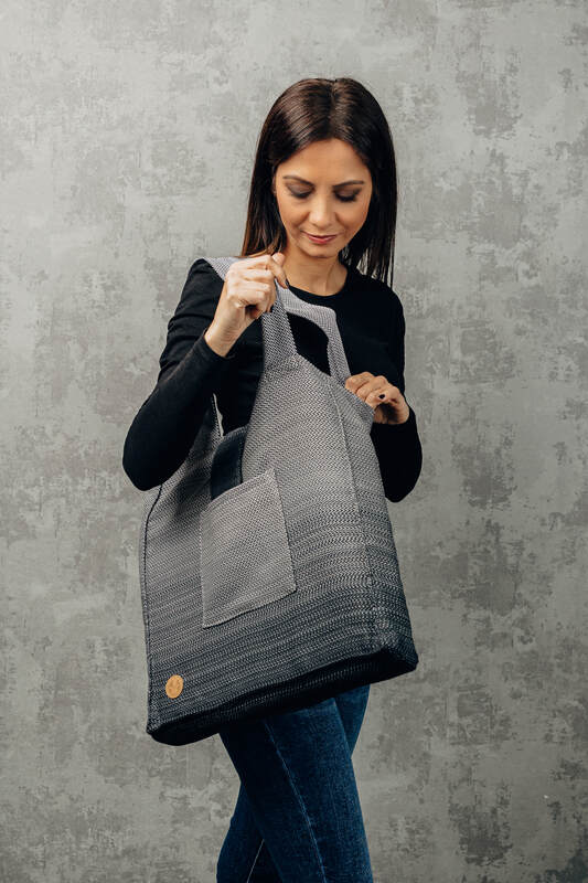 Shoulder bag made of wrap fabric (100% cotton) - LITTLE HERRINGBONE OMBRE GREY - standard size 37cmx37cm - Woven Baby Title - Default Title   all_bags    #
