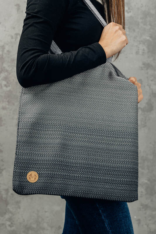 Shopping bag made of wrap fabric (100% cotton) - LITTLE HERRINGBONE OMBRE GREY - Woven Baby Title - Default Title   all_bags    #