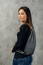 Sackpack made of wrap fabric (100% cotton) - LITTLE HERRINGBONE OMBRE GREY - standard size 32cmx43cm - Woven Baby    sackpacks    #