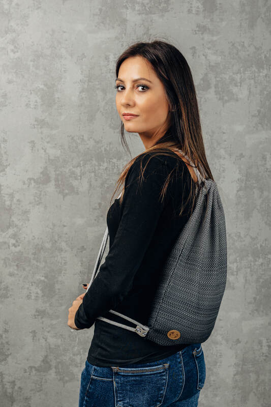 Sackpack made of wrap fabric (100% cotton) - LITTLE HERRINGBONE OMBRE GREY - standard size 32cmx43cm