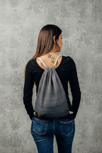 Sackpack made of wrap fabric (100% cotton) - LITTLE HERRINGBONE OMBRE GREY - standard size 32cmx43cm - Woven Baby    sackpacks    #