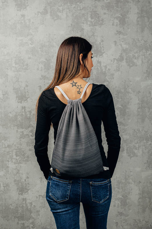 Sackpack made of wrap fabric (100% cotton) - LITTLE HERRINGBONE OMBRE GREY - standard size 32cmx43cm - Woven Baby Title - Default Title   sackpacks    #