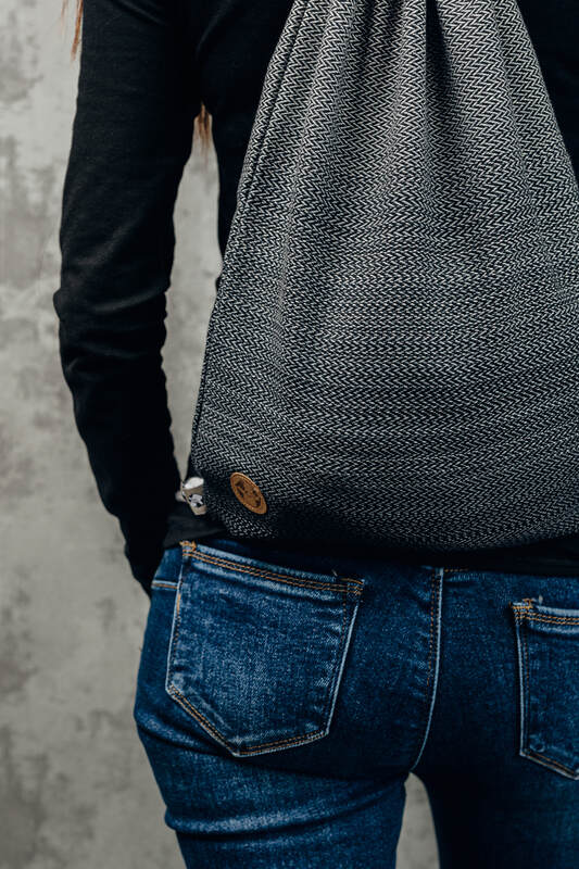 Sackpack made of wrap fabric (100% cotton) - LITTLE HERRINGBONE OMBRE GREY - standard size 32cmx43cm - Woven Baby Title - Default Title   sackpacks    #