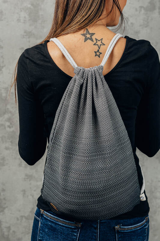 Sackpack made of wrap fabric (100% cotton) - LITTLE HERRINGBONE OMBRE GREY - standard size 32cmx43cm - Woven Baby Title - Default Title   sackpacks    #