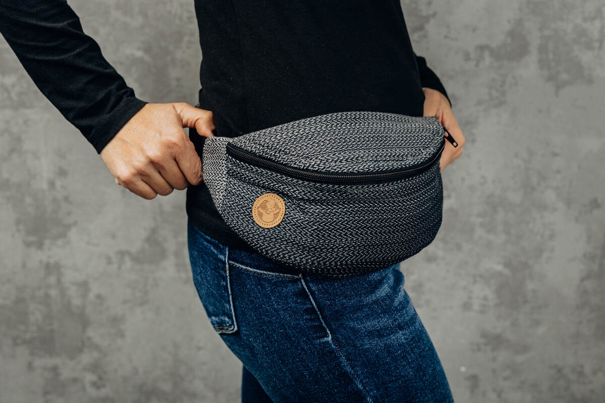 Waist Bag made of woven fabric, (100% cotton) - LITTLE HERRINGBONE OMBRE GREY - Woven Baby Title - Default Title   waist_bags    #