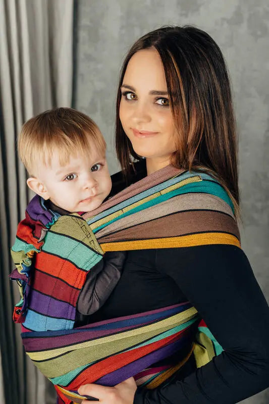 LennyHybrid Half Buckle Carrier, broken - twill weave 100% cotton - CAROUSEL OF COLORS - Woven Baby Size - Standard   lenny_hybrid    #