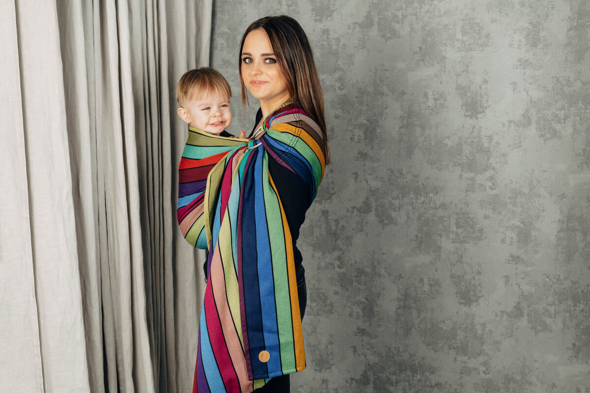 Ringsling, Broken twill Weave (100% cotton), with gathered shoulder - CAROUSEL OF COLORS - standard 1.8m - Woven Baby Title - Default Title   ring_slings    #