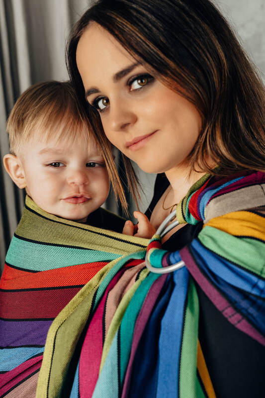 Ringsling, Broken twill Weave (100% cotton), with gathered shoulder - CAROUSEL OF COLORS - standard 1.8m - Woven Baby Title - Default Title   ring_slings    #
