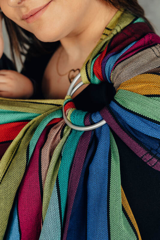 Ringsling, Broken twill Weave (100% cotton), with gathered shoulder - CAROUSEL OF COLORS - standard 1.8m - Woven Baby    ring_slings    #