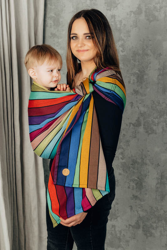 Ringsling, Broken twill Weave (100% cotton), with gathered shoulder - CAROUSEL OF COLORS - standard 1.8m - Woven Baby Title - Default Title   ring_slings    #