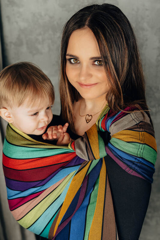 Ring Sling, Broken twill Weave (100% cotton), with gathered shoulder - CAROUSEL OF COLORS - standard 1.8m (grade B) - Woven Baby Default Title   ring_slings    #