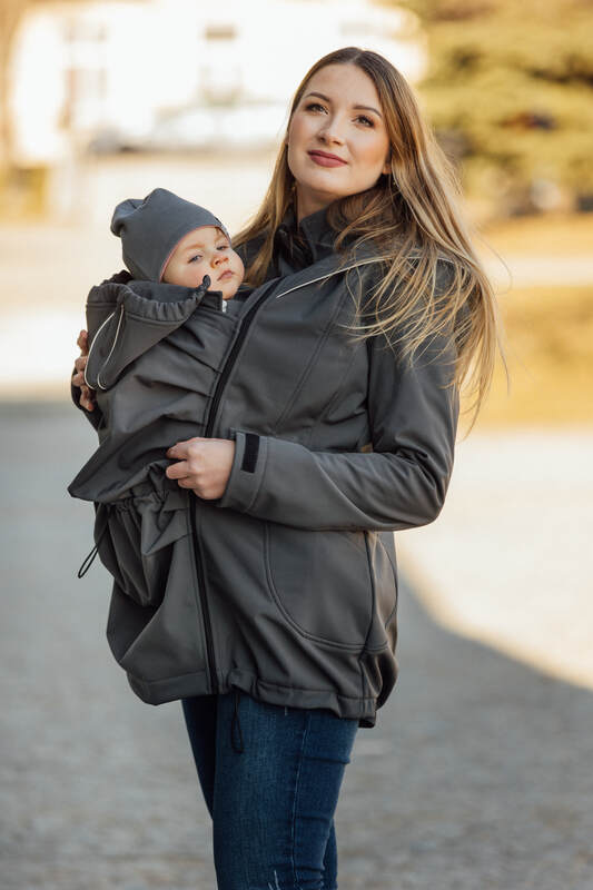 Softshell Babywearing Coat- Grey - Woven Baby XL   softshell_babywearing_coats    #