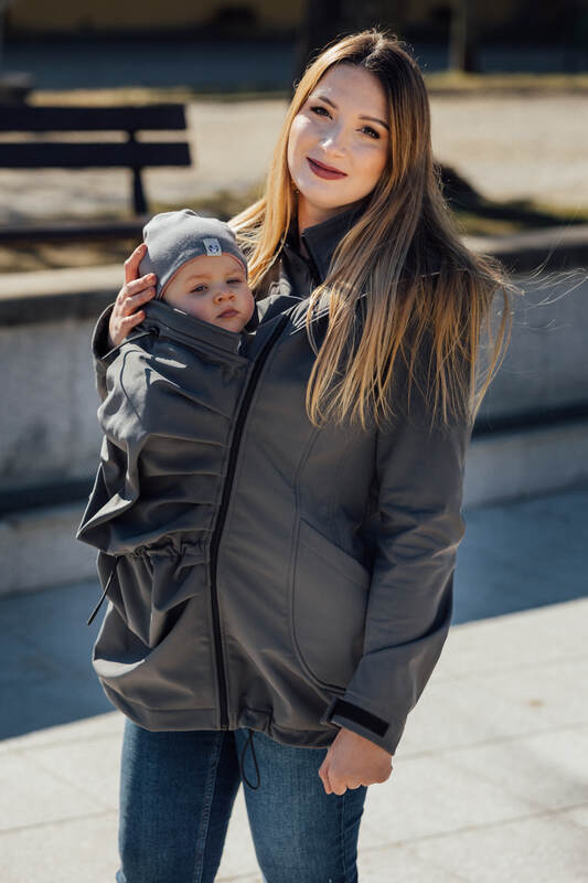 Softshell Babywearing Coat- Grey - Woven Baby XL   softshell_babywearing_coats    #