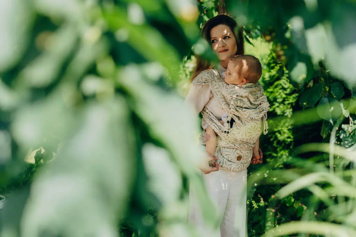 LennyHybrid Half Buckle Carrier, jacquard weave (50% cotton, 50% bamboo viscose) - INFINITY - GOLDEN HOUR - Woven Baby Size - Standard   lenny_hybrid    #
