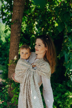Ring Sling, Jacquard Weave (50% cotton, 50% bamboo viscose), with gathered shoulder - INFINITY - GOLDEN HOUR - standard 1.8m - Woven Baby    ring_slings    #