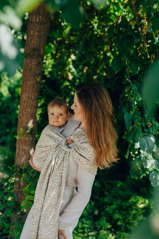 Ring Sling, Jacquard Weave (50% cotton, 50% bamboo viscose), with gathered shoulder - INFINITY - GOLDEN HOUR - standard 1.8m - Woven Baby    ring_slings    #