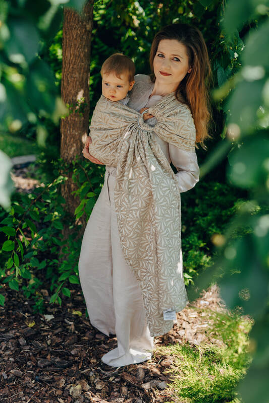 Ring Sling, Jacquard Weave (50% cotton, 50% bamboo viscose), with gathered shoulder - INFINITY - GOLDEN HOUR - standard 1.8m - Woven Baby    ring_slings    #