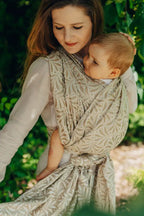 Baby Wrap, Jacquard Weave (50% cotton, 50% bamboo viscose) - INFINITY - GOLDEN HOUR (grade B) - Woven Baby M - 6   long_woven_wraps    #