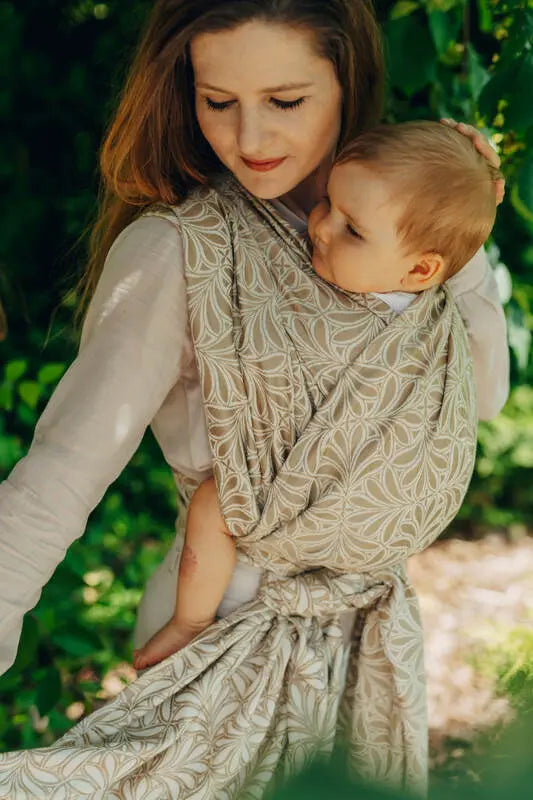 Baby Wrap, Jacquard Weave (50% cotton, 50% bamboo viscose) - INFINITY - GOLDEN HOUR (grade B) - Woven Baby Size - M   long_woven_wraps    #