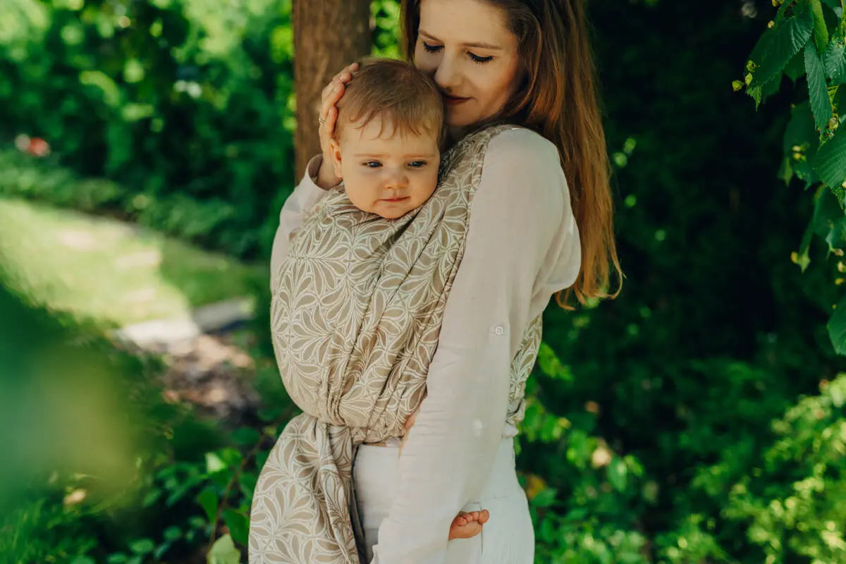 Baby Wrap, Jacquard Weave (50% cotton, 50% bamboo viscose) - INFINITY - GOLDEN HOUR - Woven Baby Size - L-Size - M-Size - S-Size - XL-Size - XS   long_woven_wraps    #