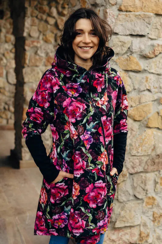 Asymmetrical Hoodie - Peony, 10% elastane, 3% polyester) (87% cotton) - Woven Baby M   asymmetrical_hoodies    #