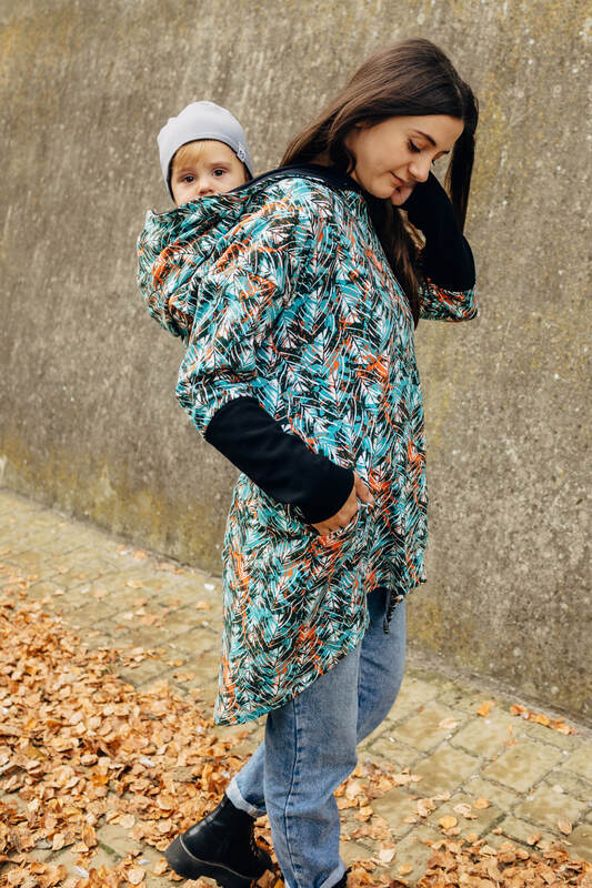 Asymmetrical Hoodie - Tropical Garden, 10% elastane, 3% polyester) (87% cotton)