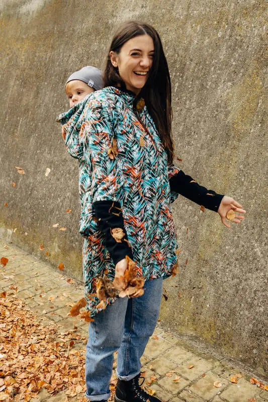 Asymmetrical Hoodie - Tropical Garden, 10% elastane, 3% polyester) (87% cotton) - Woven Baby XS   asymmetrical_hoodies    #