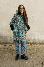 Asymmetrical Hoodie - Tropical Garden, 10% elastane, 3% polyester) (87% cotton) - Woven Baby XS   asymmetrical_hoodies    #