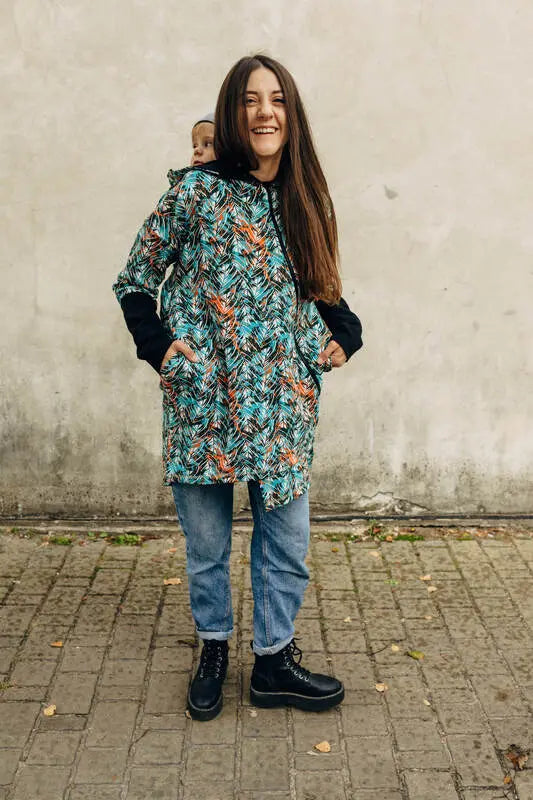 Asymmetrical Hoodie - Tropical Garden, 10% elastane, 3% polyester) (87% cotton) - Woven Baby XS   asymmetrical_hoodies    #