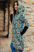 Asymmetrical Hoodie - Tropical Garden, 10% elastane, 3% polyester) (87% cotton) - Woven Baby XS   asymmetrical_hoodies    #