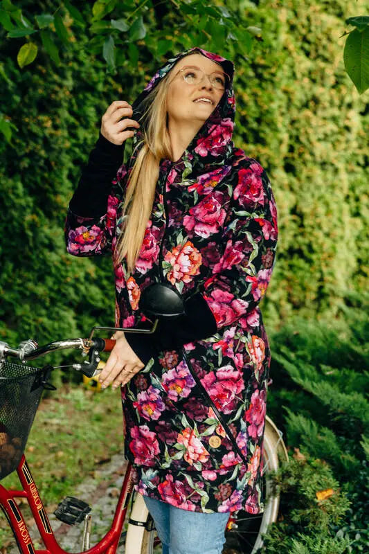 Asymmetrical Hoodie - Peony, 10% elastane, 3% polyester) (87% cotton) - Woven Baby M   asymmetrical_hoodies    #
