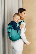 Lenny Buckle Onbuhimo PRO baby carrier, herringbone weave (100% cotton) - LITTLE HERRINGBONE OMBRE GREEN