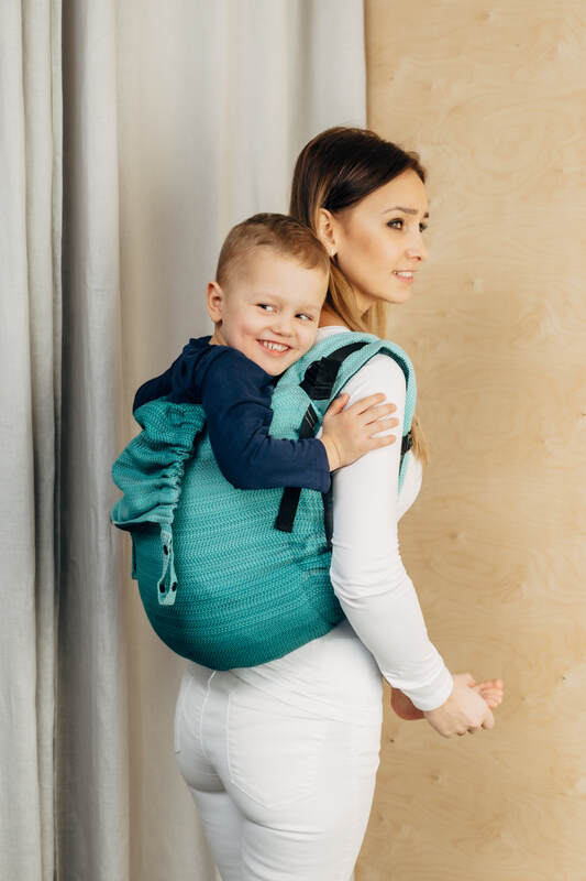 Lenny Buckle Onbuhimo PRO baby carrier, herringbone weave (100% cotton) - LITTLE HERRINGBONE OMBRE GREEN