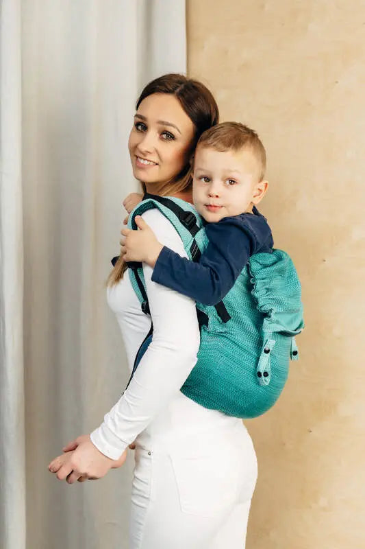 Lenny Buckle Onbuhimo PRO baby carrier, herringbone weave (100% cotton) - LITTLE HERRINGBONE OMBRE GREEN - Woven Baby Size - Preschool-Size - Standard-Size - Toddler   buckle_onbu_pro_carriers    #