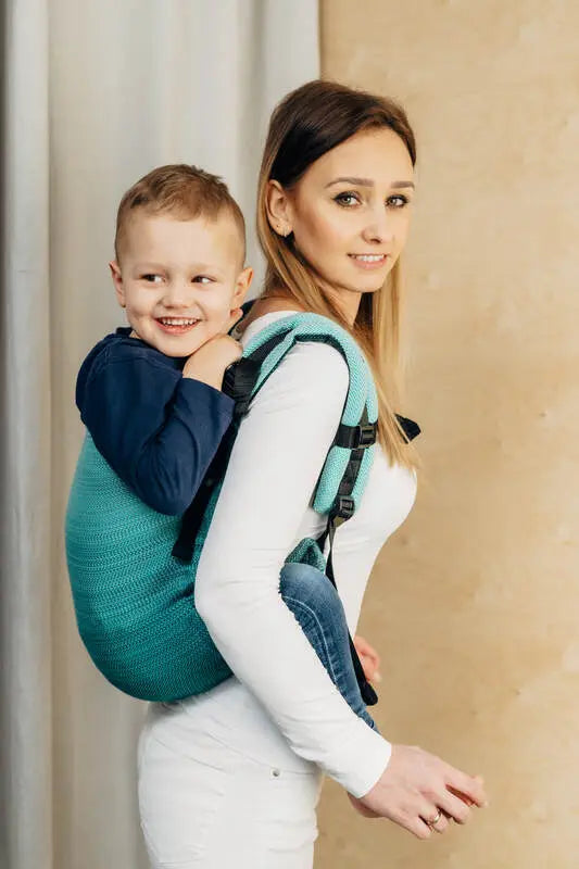 Lenny Buckle Onbuhimo PRO baby carrier, herringbone weave (100% cotton) - LITTLE HERRINGBONE OMBRE GREEN - Woven Baby Size - Preschool-Size - Standard-Size - Toddler   buckle_onbu_pro_carriers    #