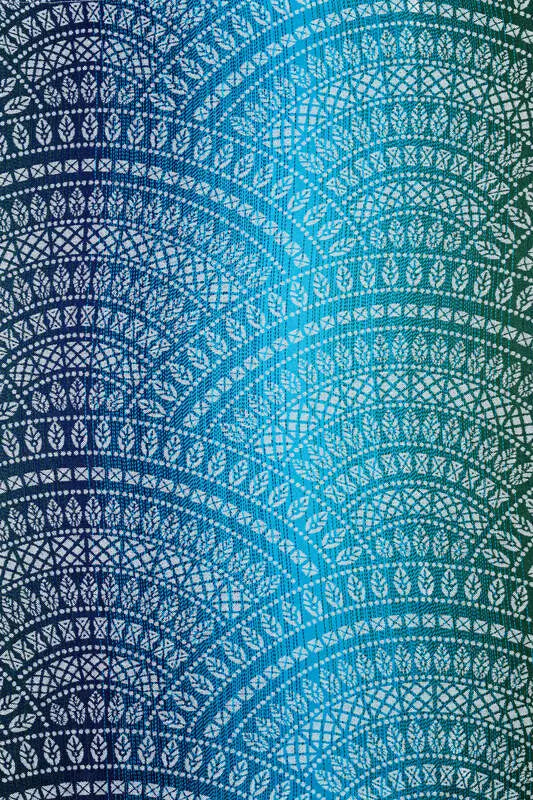 Baby Wrap, Jacquard Weave (100% bamboo viscose) - PEACOCK'S TAIL - SEA ANGEL - Woven Baby XS - 4   long_woven_wraps    #