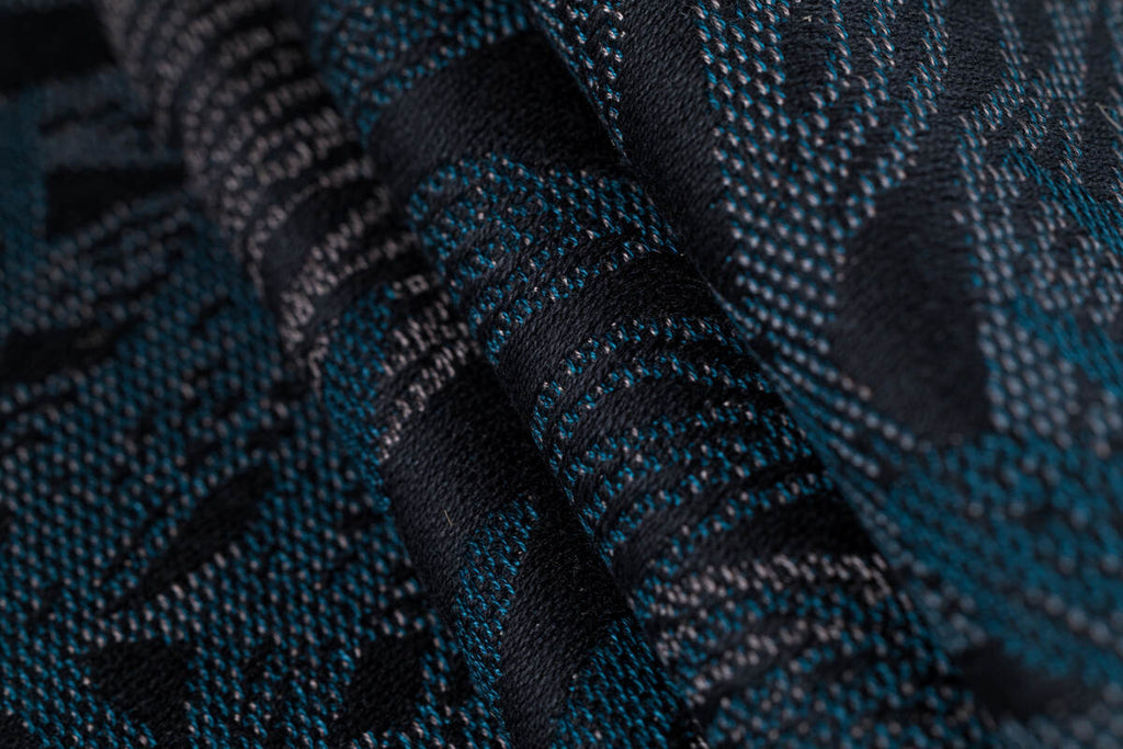Baby Wrap, Jacquard Weave (54% cotton, 46% TENCEL™ Lyocell) - RAINFOREST - NOCTURNAL (grade B) - Woven Baby Size - M   long_woven_wraps    #