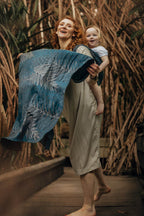 Baby Wrap, Jacquard Weave (54% cotton, 46% TENCEL™ Lyocell) - RAINFOREST - NOCTURNAL (grade B) - Woven Baby Size - M   long_woven_wraps    #