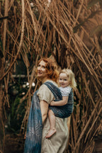 Baby Wrap, Jacquard Weave (54% cotton, 46% TENCEL™ Lyocell) - RAINFOREST - NOCTURNAL (grade B) - Woven Baby Size - M   long_woven_wraps    #