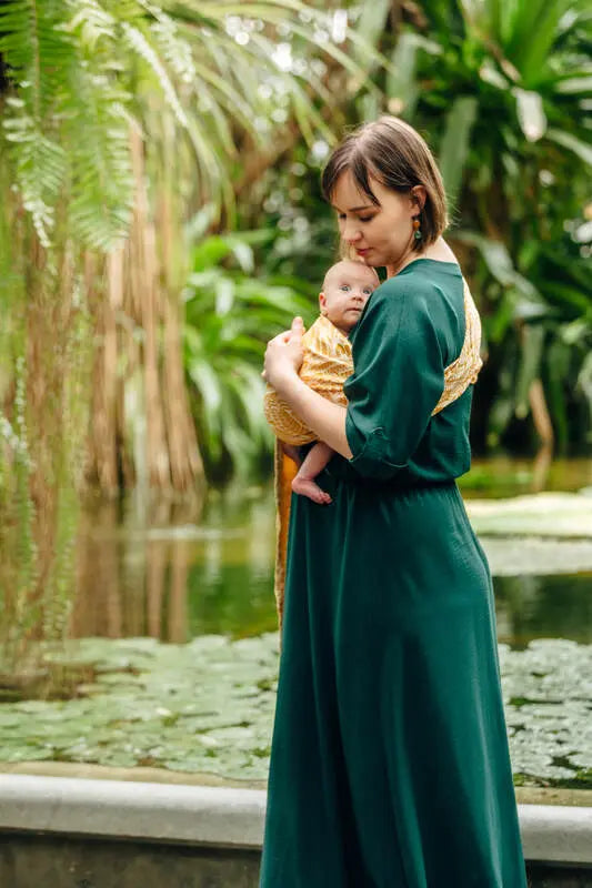 Ring Sling, Jacquard Weave (100% bamboo viscose), with gathered shoulder - WILD SOUL - AURUM - standard 1.8m - Woven Baby Title - Default Title   ring_slings    #