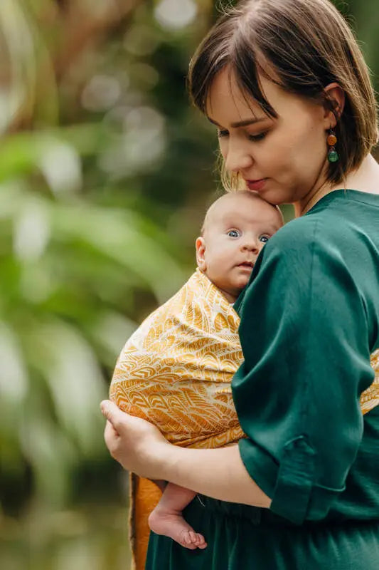 Ring Sling, Jacquard Weave (100% bamboo viscose), with gathered shoulder - WILD SOUL - AURUM - standard 1.8m - Woven Baby Title - Default Title   ring_slings    #